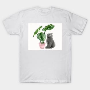 Happy Cat Monstera T-Shirt